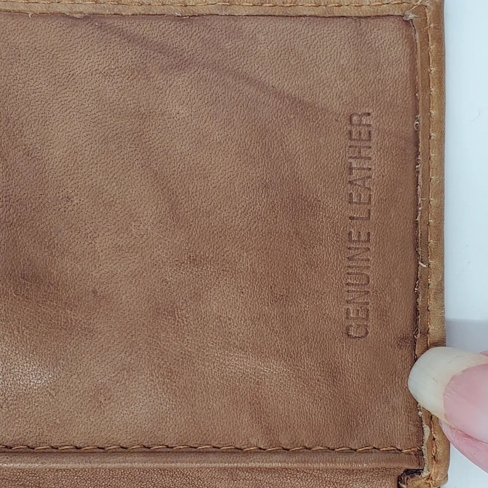 NHL Brown Leather Key Card Holder with Embossed Wing Design